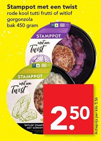 Aanbiedingen Stamppot met een twist rode kool tutti frutti of witlof gorgonzola - Huismerk deen supermarkt - Geldig van 04/12/2016 tot 10/12/2016 bij Deen Supermarkten