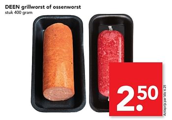 Aanbiedingen Deen grillworst of ossenworst - Huismerk deen supermarkt - Geldig van 04/12/2016 tot 10/12/2016 bij Deen Supermarkten