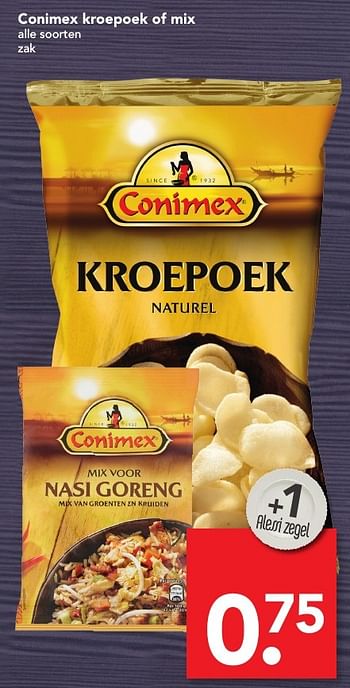 Aanbiedingen Conimex kroepoek of mix - Conimex - Geldig van 04/12/2016 tot 10/12/2016 bij Deen Supermarkten