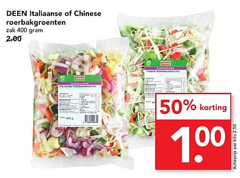 Aanbiedingen Deen italiaanse of chinese roerbakgroenten - Huismerk deen supermarkt - Geldig van 04/12/2016 tot 10/12/2016 bij Deen Supermarkten