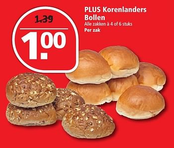 Aanbiedingen Plus korenlanders bollen - Huismerk - Plus - Geldig van 04/12/2016 tot 10/12/2016 bij Plus