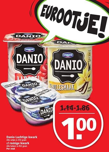 Aanbiedingen Danio luchtige kwark of romige kwark - Danone - Geldig van 04/12/2016 tot 10/12/2016 bij Plus