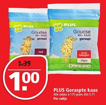 Aanbiedingen Plus geraspte kaas - Huismerk - Plus - Geldig van 04/12/2016 tot 10/12/2016 bij Plus