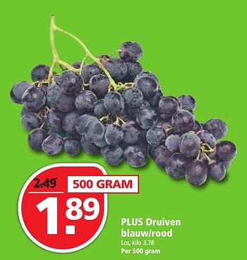 Aanbiedingen Plus druiven blauw-rood - Huismerk - Plus - Geldig van 04/12/2016 tot 10/12/2016 bij Plus