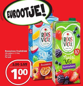Aanbiedingen Roosvicee fruitdrink - Roosvicee - Geldig van 04/12/2016 tot 10/12/2016 bij Plus