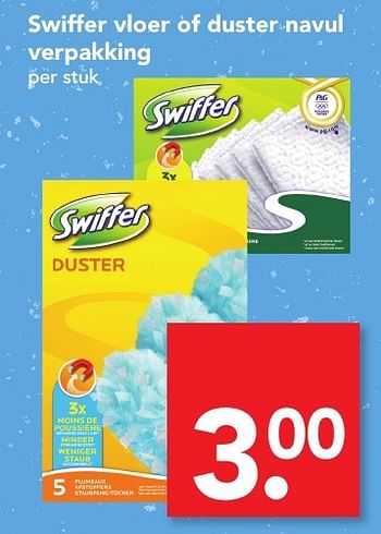 Aanbiedingen Swiffer vloer of duster navul verpakking - Swiffer - Geldig van 04/12/2016 tot 10/12/2016 bij Deen Supermarkten