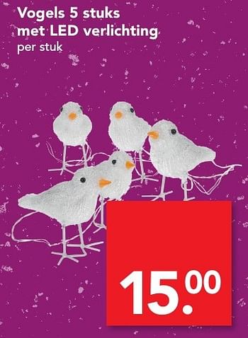 Aanbiedingen Vogels 5 stuks met led verlichting - Huismerk deen supermarkt - Geldig van 04/12/2016 tot 10/12/2016 bij Deen Supermarkten