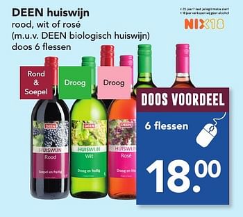 Aanbiedingen Deen huiswijn rood, wit of rosé - Rosé wijnen - Geldig van 04/12/2016 tot 10/12/2016 bij Deen Supermarkten