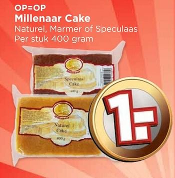 Aanbiedingen Millenaar cake naturel, marmer of speculaas - Huismerk Vomar - Geldig van 04/12/2016 tot 10/12/2016 bij Vomar