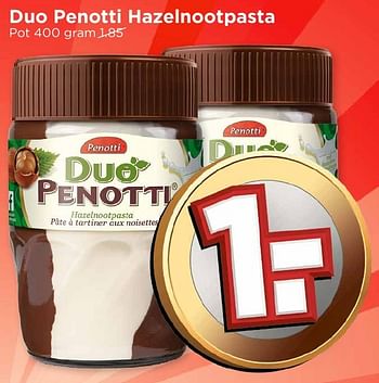 Aanbiedingen Duo penotti hazelnootpasta - Penotti - Geldig van 04/12/2016 tot 10/12/2016 bij Vomar