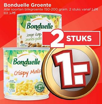 Aanbiedingen Bonduelle groente - Bonduelle - Geldig van 04/12/2016 tot 10/12/2016 bij Vomar