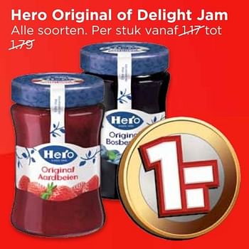 Aanbiedingen Hero original of delight jam - Hero - Geldig van 04/12/2016 tot 10/12/2016 bij Vomar