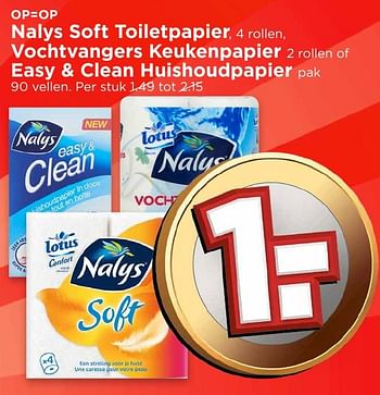 Aanbiedingen Nalys soft toiletpapier,vochtvangers keukenpapier of easy + clean huishoudpapier - Nalys - Geldig van 04/12/2016 tot 10/12/2016 bij Vomar