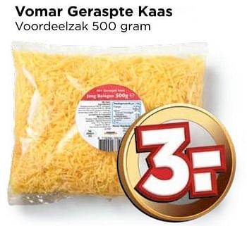 Aanbiedingen Vomar geraspte kaas - Huismerk Vomar - Geldig van 04/12/2016 tot 10/12/2016 bij Vomar