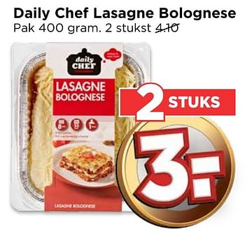 Aanbiedingen Daily chef lasagne bolognese - Daily chef - Geldig van 04/12/2016 tot 10/12/2016 bij Vomar