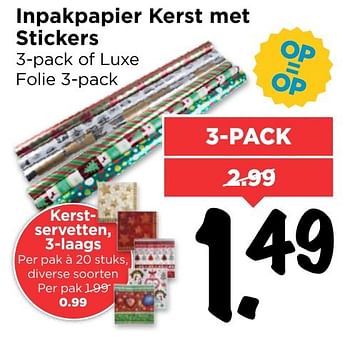 Vul in Gedwongen rek Huismerk Vomar Inpakpapier kerst met stickers - Promotie bij Vomar