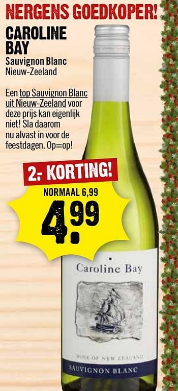 Aanbiedingen Caroline bay sauvignon blanc nieuw-zeeland - Witte wijnen - Geldig van 04/12/2016 tot 10/12/2016 bij Dirk III