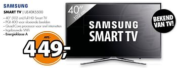 Aanbiedingen Samsung smart tv ue40k5500 - Samsung - Geldig van 05/12/2016 tot 11/12/2016 bij Expert