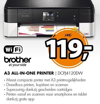 Aanbiedingen Brother a3 all-in-one printer dcpj4120dw - Brother - Geldig van 05/12/2016 tot 11/12/2016 bij Expert