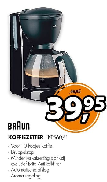 Aanbiedingen Braun koffiezetter kf560-1 - Braun - Geldig van 05/12/2016 tot 11/12/2016 bij Expert