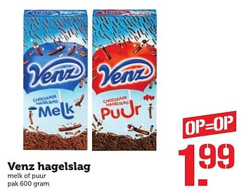 Aanbiedingen Venz hagelslag melk of puur - Venz - Geldig van 05/12/2016 tot 11/12/2016 bij Coop