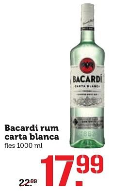 Aanbiedingen Bacardi rum carta blanca - Bacardi - Geldig van 05/12/2016 tot 11/12/2016 bij Coop