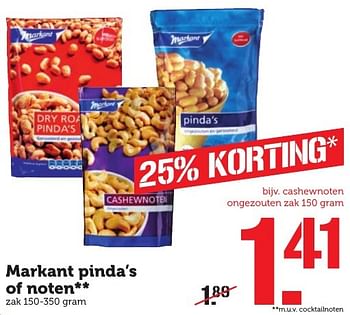 Aanbiedingen Markant pinda`s of noten - Markant - Geldig van 05/12/2016 tot 11/12/2016 bij Coop