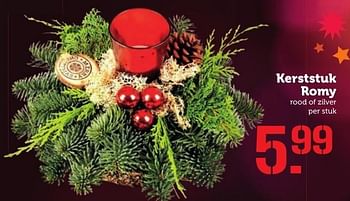 Aanbiedingen Kerststuk romy rood of zilver - Huismerk - Coop - Geldig van 05/12/2016 tot 11/12/2016 bij Coop