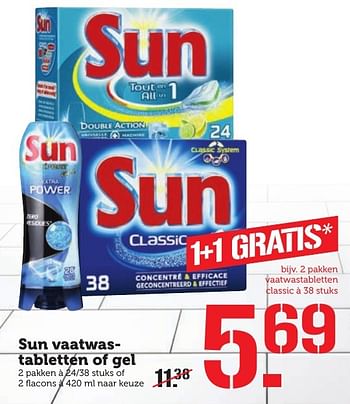 Aanbiedingen Sun vaatwastabletten of gel - Sun - Geldig van 05/12/2016 tot 11/12/2016 bij Coop