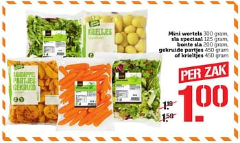 Aanbiedingen Mini wortels sla speciaal bonte sla gekruide partjes of krieltjes - Huismerk - Coop - Geldig van 05/12/2016 tot 11/12/2016 bij Coop