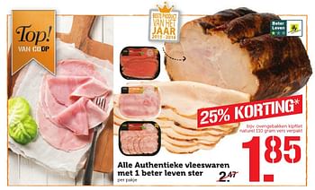 Aanbiedingen Alle authentieke vleeswaren met 1 beter leven ster - Huismerk - Coop - Geldig van 05/12/2016 tot 11/12/2016 bij Coop