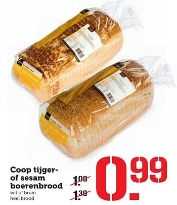 Aanbiedingen Coop tijgerof sesam boerenbrood - Huismerk - Coop - Geldig van 05/12/2016 tot 11/12/2016 bij Coop