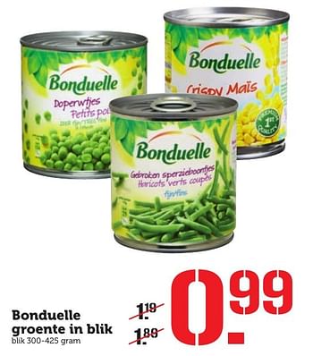 Aanbiedingen Bonduelle groente in blik - Bonduelle - Geldig van 05/12/2016 tot 11/12/2016 bij Coop