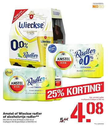 Aanbiedingen Amstel of wieckse radler of alcoholvrije radler - Huismerk - Coop - Geldig van 05/12/2016 tot 11/12/2016 bij Coop