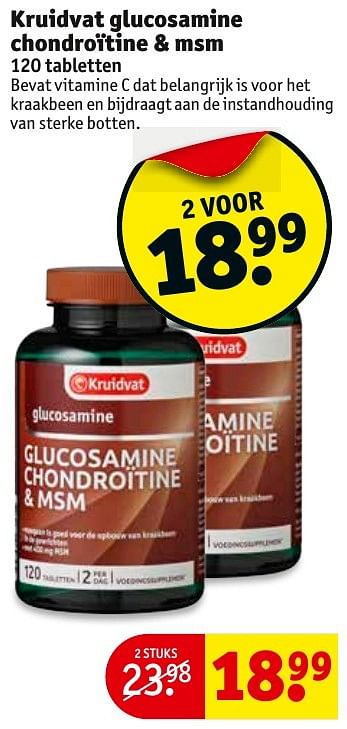 Aanbiedingen Kruidvat glucosamine chondroïtine + msm - Huismerk - Kruidvat - Geldig van 06/12/2016 tot 11/12/2016 bij Kruidvat