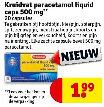 Aanbiedingen Kruidvat paracetamol liquid caps - Huismerk - Kruidvat - Geldig van 06/12/2016 tot 11/12/2016 bij Kruidvat