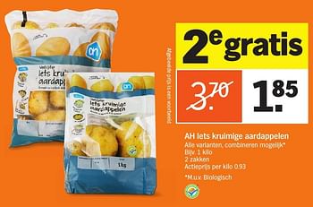 Aanbiedingen Ah iets kruimige aardappelen - Huismerk - Albert Heijn - Geldig van 04/12/2016 tot 11/12/2016 bij Albert Heijn