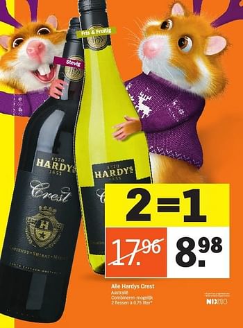 Aanbiedingen Alle hardys crest - Rode wijnen - Geldig van 04/12/2016 tot 11/12/2016 bij Albert Heijn