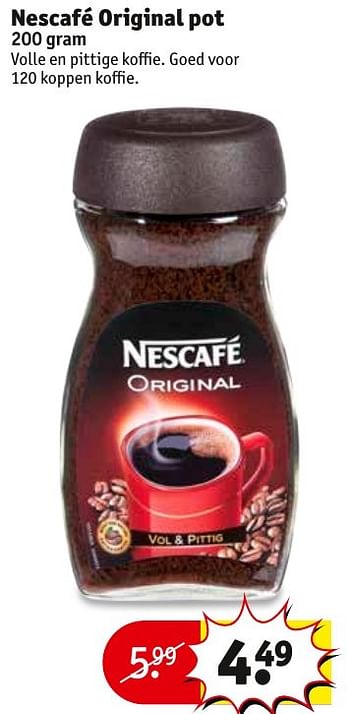 Aanbiedingen Nescafé original pot - Nescafe - Geldig van 06/12/2016 tot 11/12/2016 bij Kruidvat