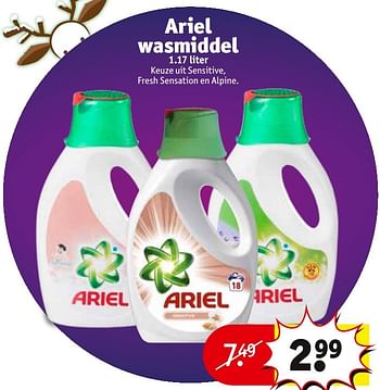 Aanbiedingen Ariel wasmiddel - Ariel - Geldig van 06/12/2016 tot 11/12/2016 bij Kruidvat