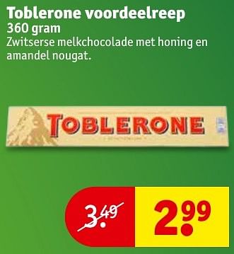 Aanbiedingen Toblerone voordeelreep - Toblerone - Geldig van 06/12/2016 tot 11/12/2016 bij Kruidvat