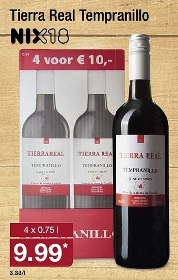 Aanbiedingen Tierra real tempranillo - Rode wijnen - Geldig van 04/12/2016 tot 11/12/2016 bij Aldi
