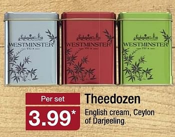 Aanbiedingen Theedozen english cream, ceylon of darjeeling - Westminster - Geldig van 04/12/2016 tot 11/12/2016 bij Aldi