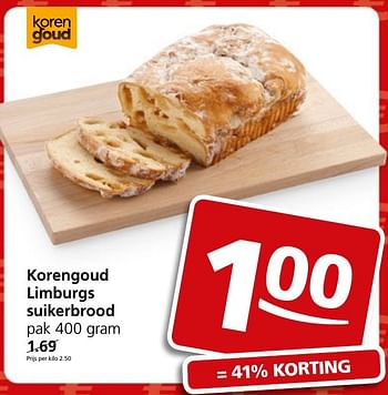 Aanbiedingen Korengoud limburgs suikerbrood - Korengoud - Geldig van 05/12/2016 tot 11/12/2016 bij Jan Linders