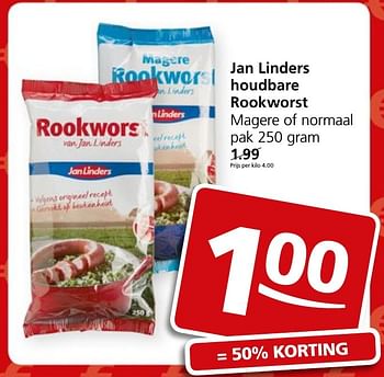 Aanbiedingen Jan linders houdbare rookworst - Huismerk - Jan Linders - Geldig van 05/12/2016 tot 11/12/2016 bij Jan Linders