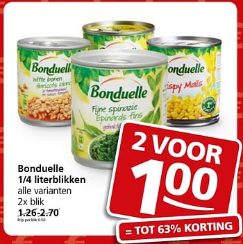 Aanbiedingen Bonduelle 1-4 literblikken - Bonduelle - Geldig van 05/12/2016 tot 11/12/2016 bij Jan Linders