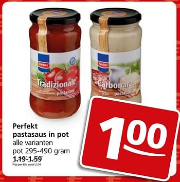 Aanbiedingen Perfekt pastasaus in pot - Perfekt - Geldig van 05/12/2016 tot 11/12/2016 bij Jan Linders