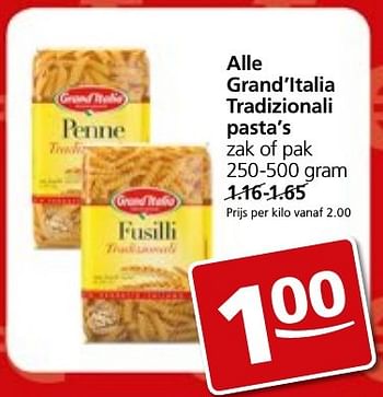 Aanbiedingen Alle grand`italia tradizionali pasta`s - grand’italia - Geldig van 05/12/2016 tot 11/12/2016 bij Jan Linders