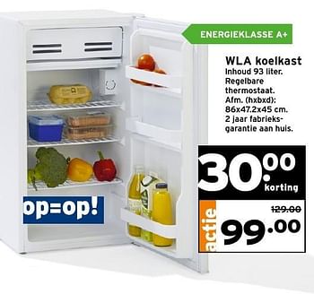 Aanbiedingen Wla koelkast - WLA - Geldig van 04/12/2016 tot 11/12/2016 bij Gamma