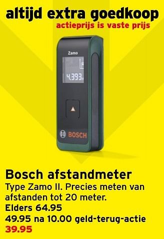 Aanbiedingen Bosch afstandmeter zamo ii - Bosch - Geldig van 04/12/2016 tot 11/12/2016 bij Gamma